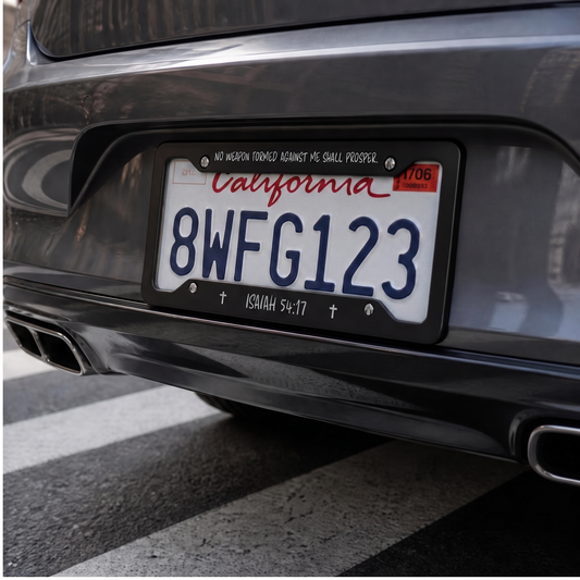 No Weapon Formed Against Me License Plate Frame