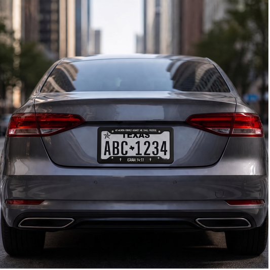 No Weapon Formed Against Me License Plate Frame