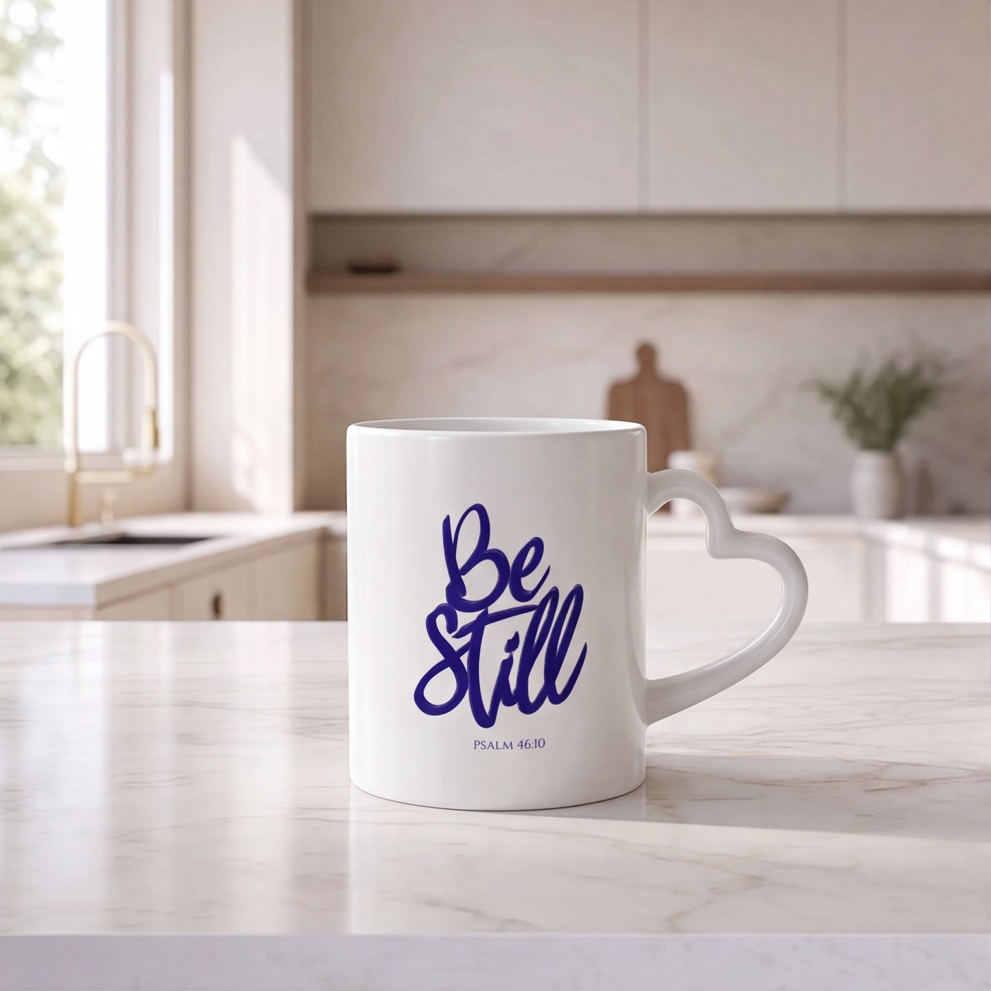 Be Still and Know Heart Handle Mug | Psalm 46:10 Scripture Mug